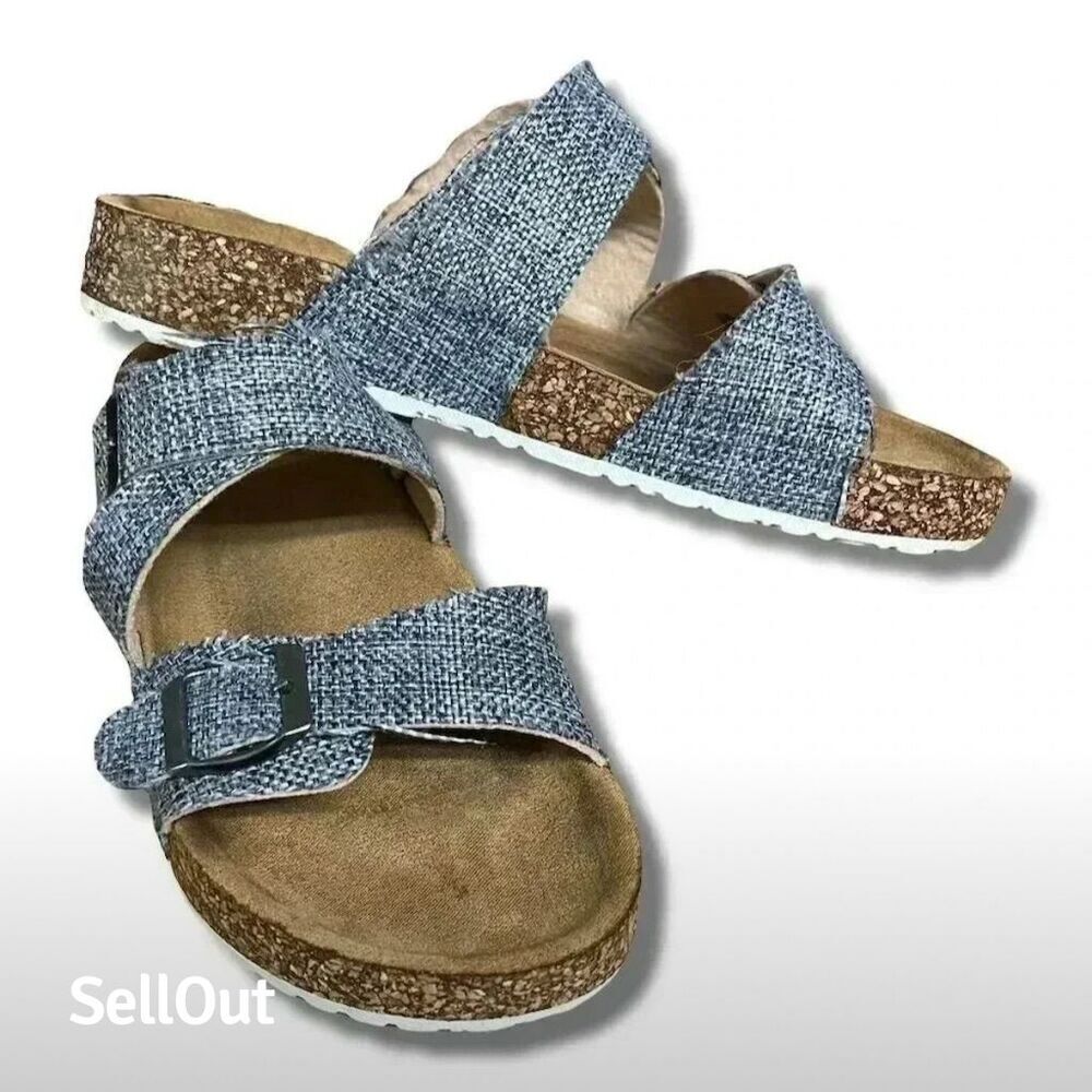 Rebel Women's Blue Double Buckle Strap Sandals Size 6 Casual Summer